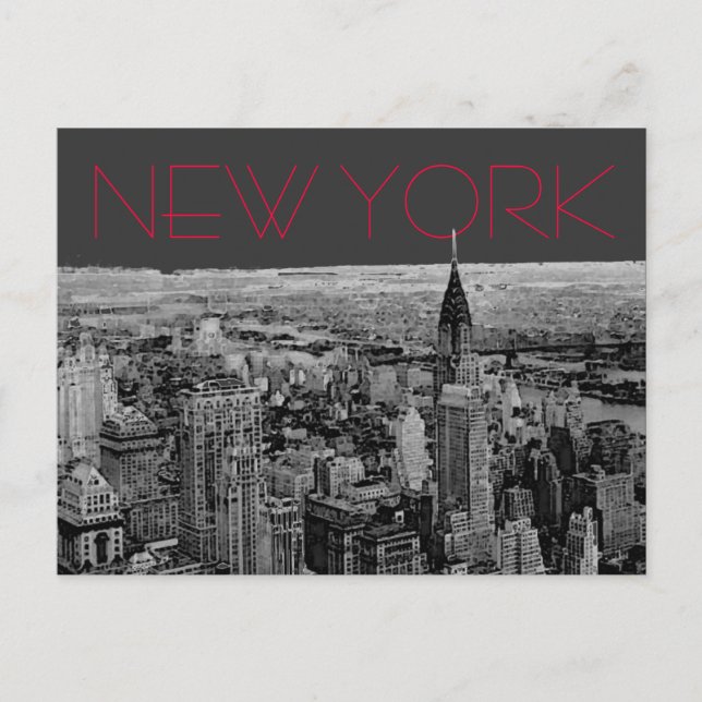 Schwarz-weiße New York City Postkarte (Vorderseite)