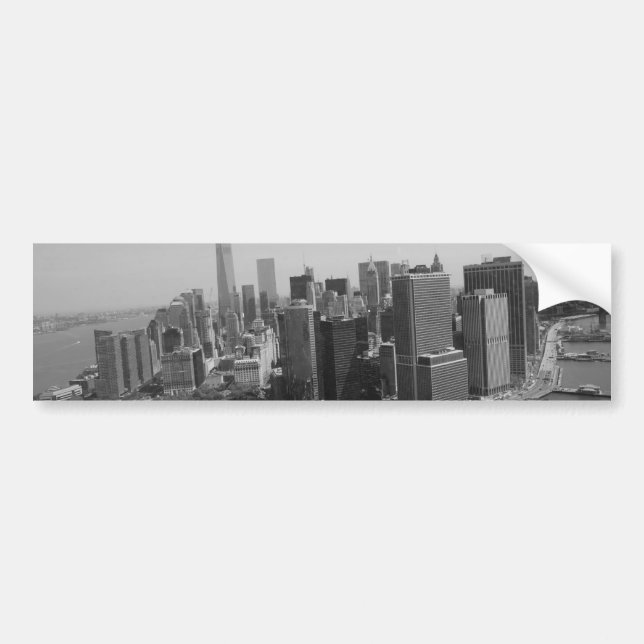 Schwarz-weiße New York City Skyline Autoaufkleber (Vorne)