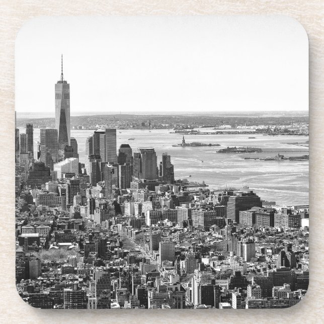 Schwarz-weiße New York City Skyline Getränkeuntersetzer (Vorderseite)