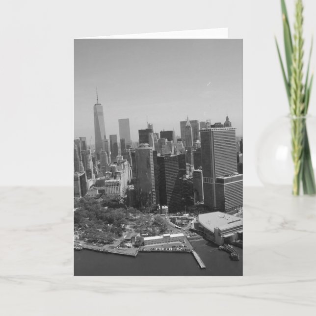 Schwarz-weiße New York City Skyline Karte (Vorderseite)