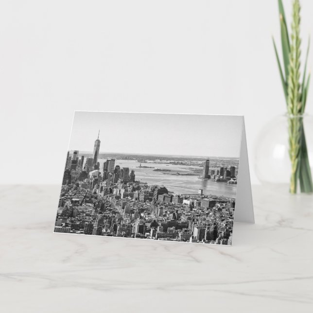 Schwarz-weiße New York City Skyline Karte (Vorderseite)
