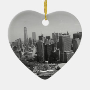 Schwarz-weiße New York City Skyline Keramik Ornament