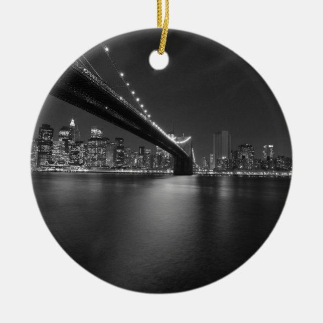 Schwarz-weiße New York City Skyline Keramikornament (Vorne)
