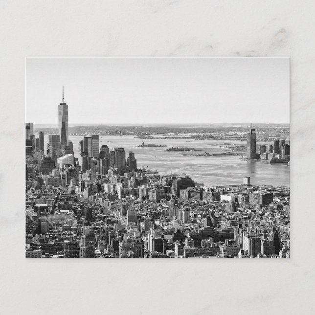 Schwarz-weiße New York City Skyline Postkarte (Vorderseite)