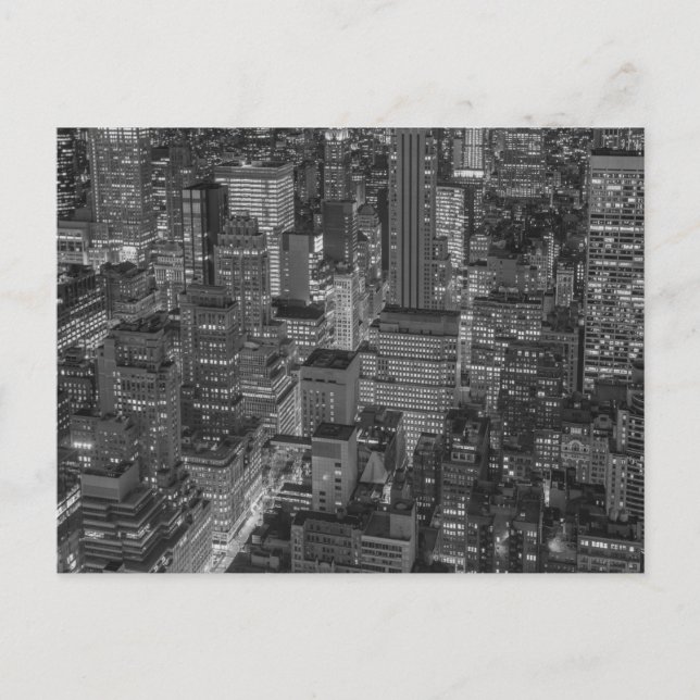 Schwarz-weiße New York City Skyline Postkarte (Vorderseite)