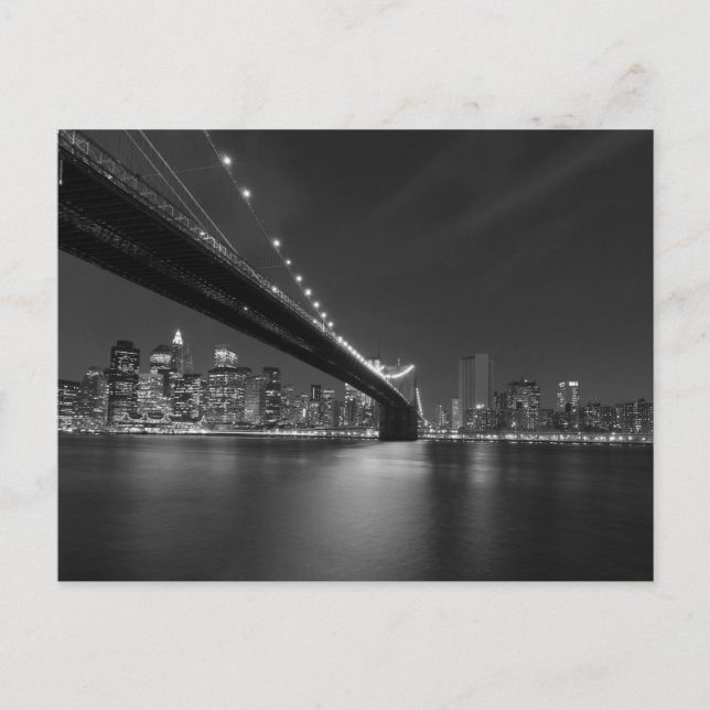 Schwarz-weiße New York City Skyline Postkarte (Vorderseite)