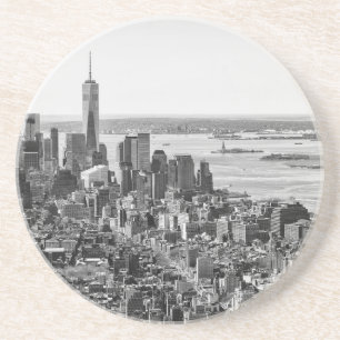 Schwarz-weiße New York City Skyline Sandstein Untersetzer
