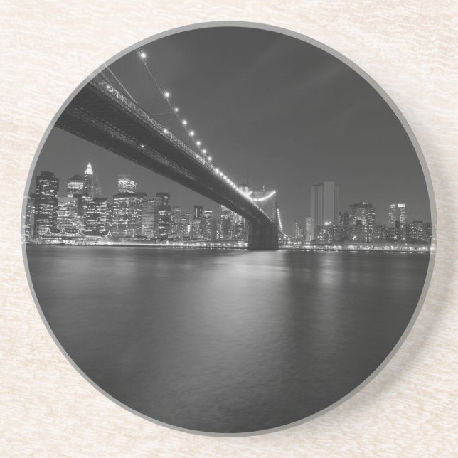 Schwarz-weiße New York City Skyline Untersetzer (Vorne)