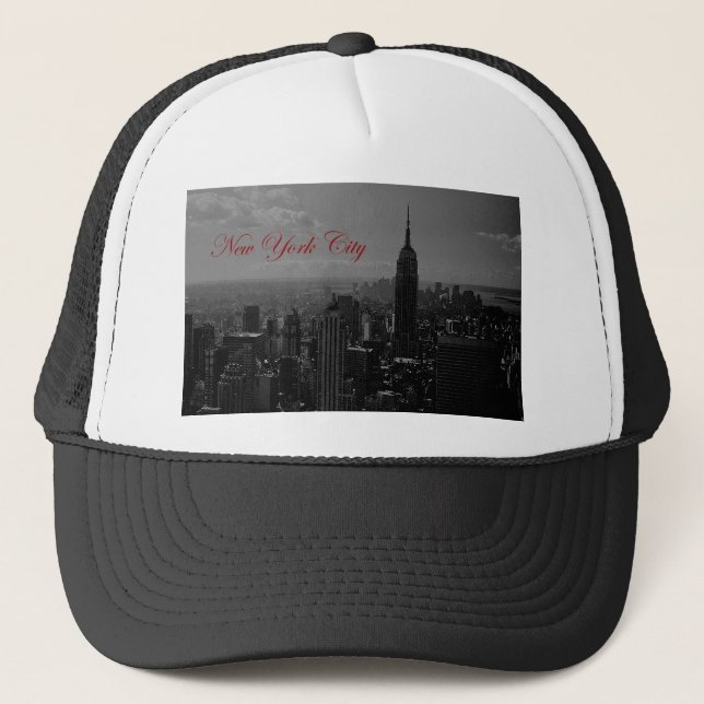 Schwarz-weiße New York City Truckerkappe (Vorderseite)
