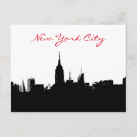 Schwarz-weiße New York Skyline Silhouette Postkart