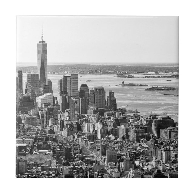 Schwarz-weiße New York Skyline Travel Fotograpie Fliese (Vorderseite)