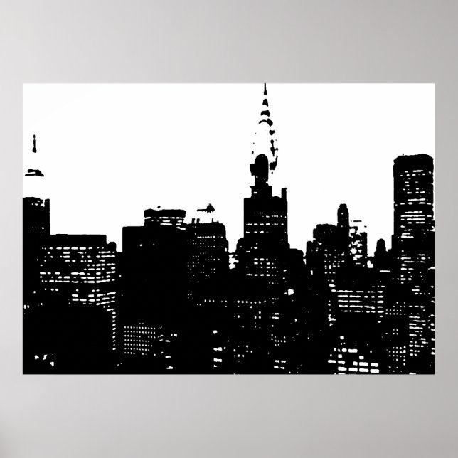Schwarz-weiße New Yorker Pop Poster (Vorne)
