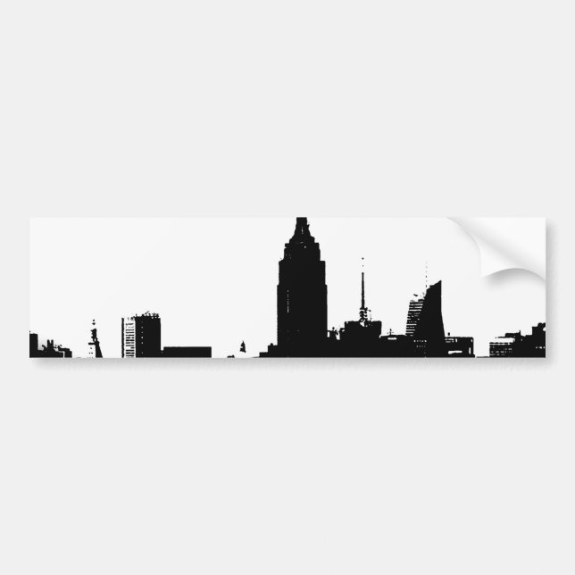 Schwarz-weiße New Yorker Silhouette Autoaufkleber (Vorne)