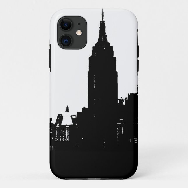 Schwarz-weiße New Yorker Silhouette Case-Mate iPhone Hülle (Rückseite)