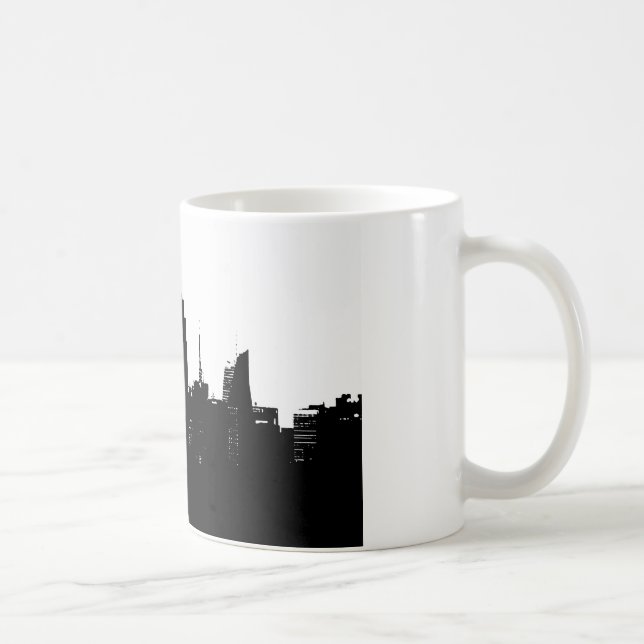 Schwarz-weiße New Yorker Silhouette Kaffeetasse (Rechts)
