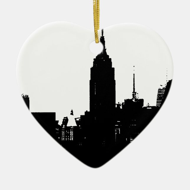 Schwarz-weiße New Yorker Silhouette Keramikornament (Vorne)