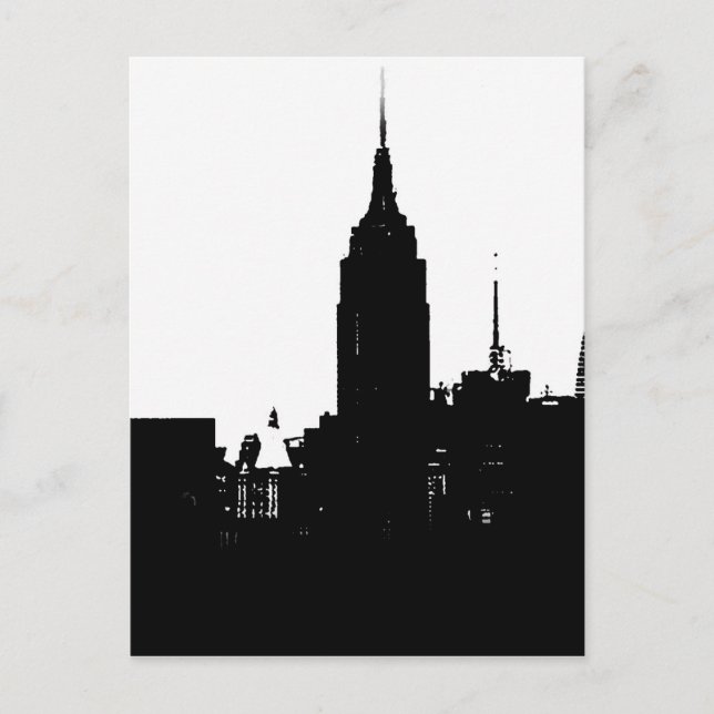 Schwarz-weiße New Yorker Silhouette Postkarte (Vorderseite)