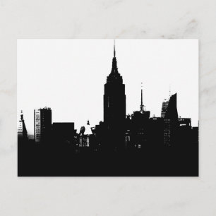Schwarz-weiße New Yorker Silhouette Postkarte