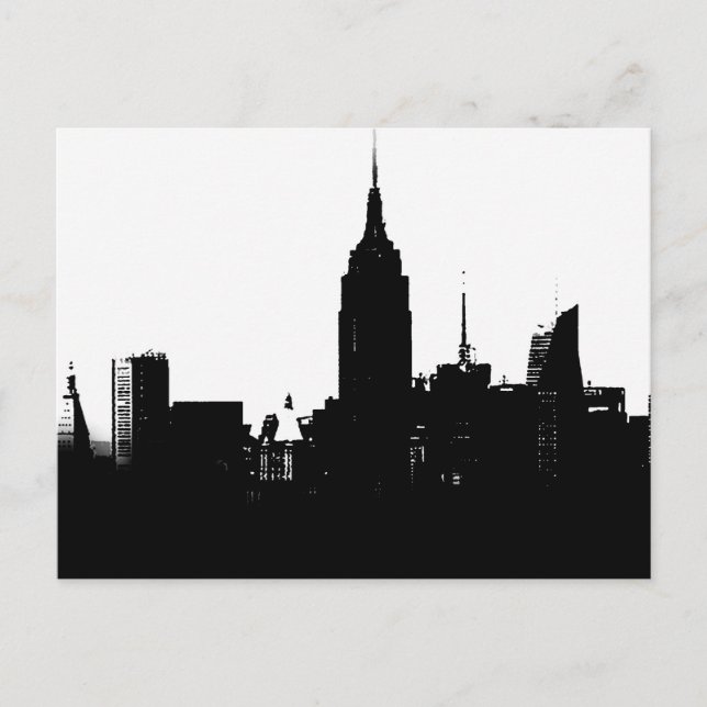 Schwarz-weiße New Yorker Silhouette Postkarte (Vorderseite)