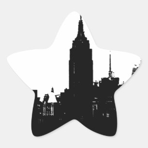 Schwarz-weiße New Yorker Silhouette Stern-Aufkleber