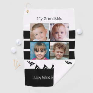 Schwarz-weiße Opa-Fotos von Enkelkindern Golfhandtuch