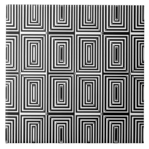 Schwarz-weiße optische Feinkunst Linien und Punkte Fliese