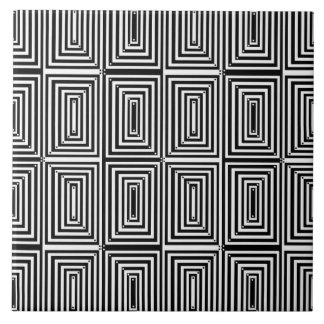 Schwarz-weiße optische Feinkunst Linien und Punkte Fliese