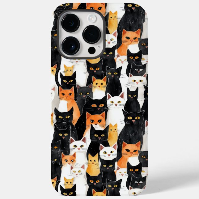 Schwarz-weiße Orangenkatzen Case-Mate iPhone 14 Pro Max Hülle (Rückseite)