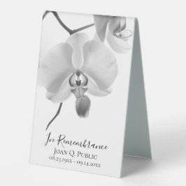 Schwarz-weiße Orchideen auf Stammzelebration des L Tischaufsteller
