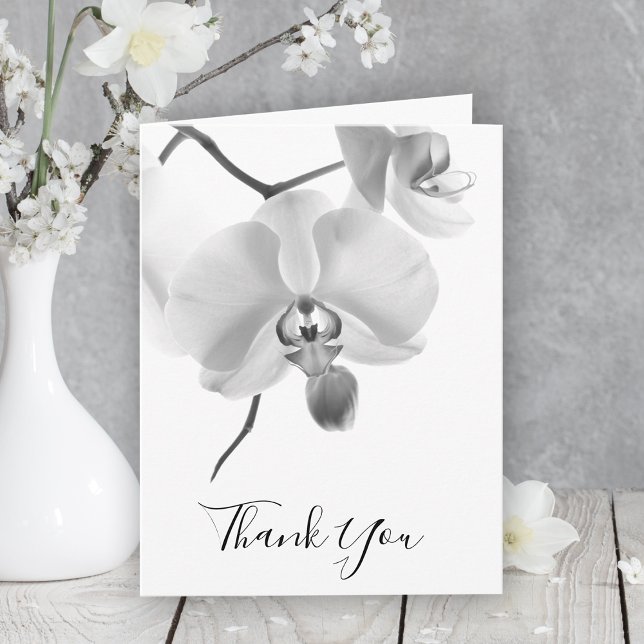 Schwarz-weiße Orchideen auf Stem Beileid Vielen Da Dankeskarte (Von Creator hochgeladen)