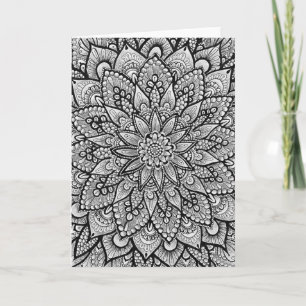 Schwarz-weiße Original-Mandala-Karte Karte