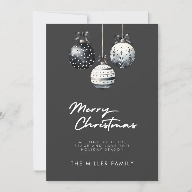 Schwarz-weiße Ornamente Minimalistische Weihnachts (Vorderseite)