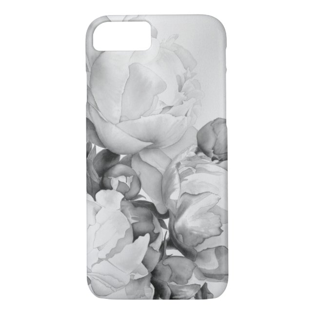 Schwarz-weiße Peelingkunst elegante Blumenkunst Case-Mate iPhone Hülle (Rückseite)
