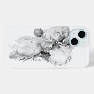 Schwarz-weiße Peelingkunst elegante Blumenkunst Case-Mate iPhone Hülle