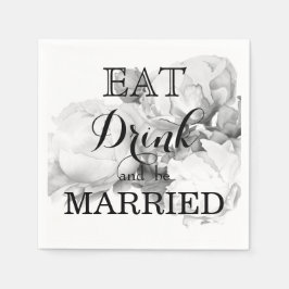 Schwarz-weiße Peelingkunst elegante Blumenkunst Serviette