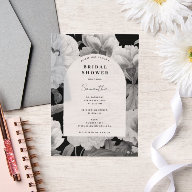 Schwarz-weiße Peonies Brautparty (Hochzeit)