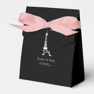 Schwarz-weiße Pink French Eiffelturm Hochzeit Geschenkschachtel