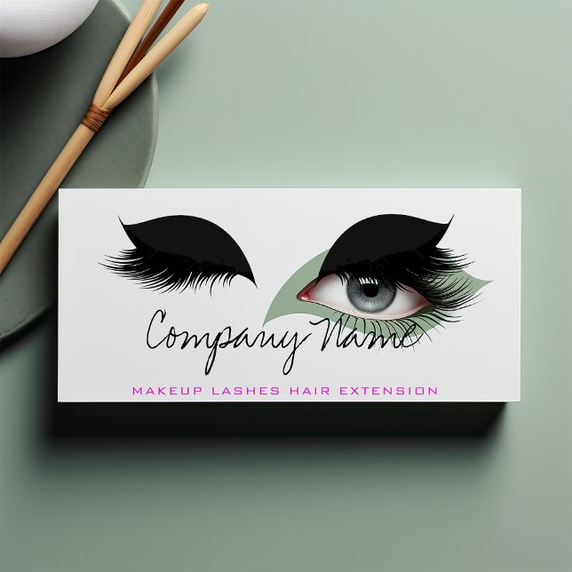 Schwarz-weiße Pink Makeup Artist Lashes Terminkarte (Black White Pink Makeup Artist Lashes Extension Appointment Card)