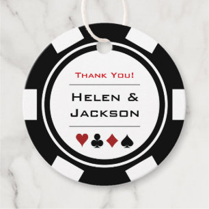 Schwarz-weiße Poker Chips Danke Vegas Wedding Geschenkanhänger