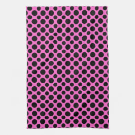 Schwarz-weiße Polka Dots auf rosa Küchentuch
