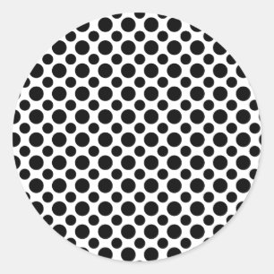 Schwarz-weiße Polka Dots groß und klein Runder Aufkleber