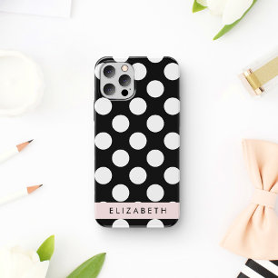 Schwarz-weiße Polka-Punkte, Gepunktet, Ihr Name iPhone 16 Hülle