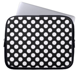 Schwarz-weiße Polka-Punkte - Laptop-Hülse Laptopschutzhülle