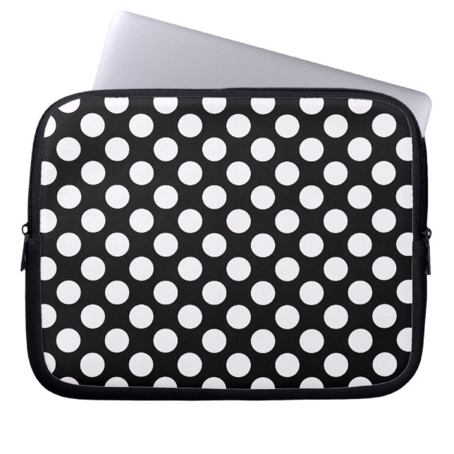 Schwarz-weiße Polka-Punkte - Laptop-Hülse Laptopschutzhülle (Vorderseite)