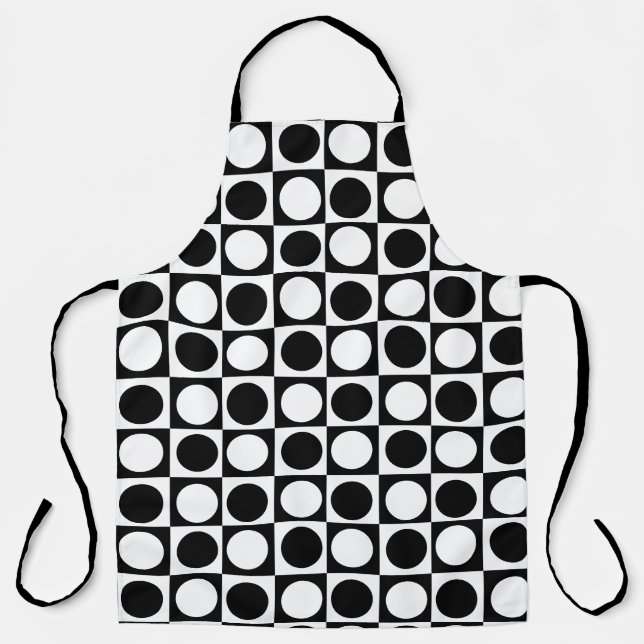 Schwarz-weiße Polka-Punkte Schürze (Vorderseite)