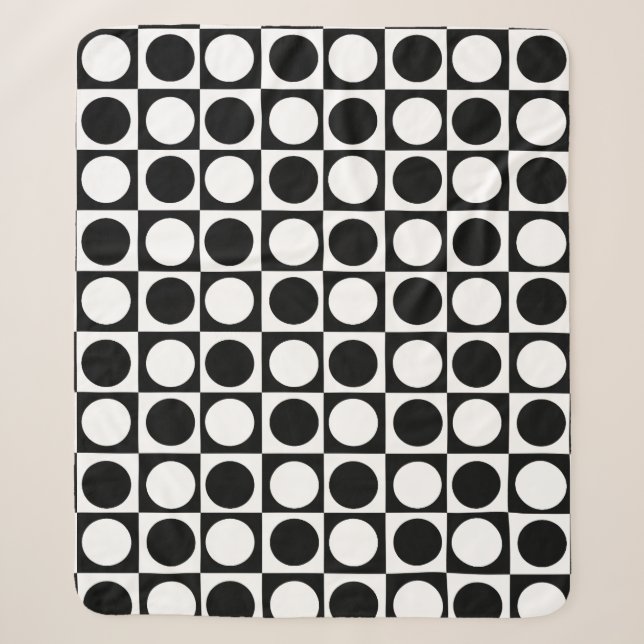 Schwarz-weiße Polka-Punkte Sherpadecke (Vorderseite)