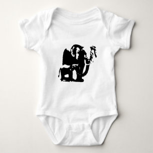 Schwarz Weiße Pop-Art-Baby- und Mutter-Elefanten Baby Strampler