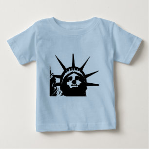 Schwarz-weiße Pop-Art-Statue der Freiheit Baby T-shirt