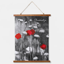 Schwarz-weiße Poppies Rote Blume Dunkle Blumenklas
