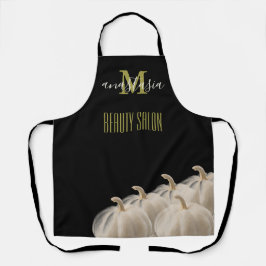 Schwarz-weiße Pumpkin Beauty Salon Monogram Schürz Schürze